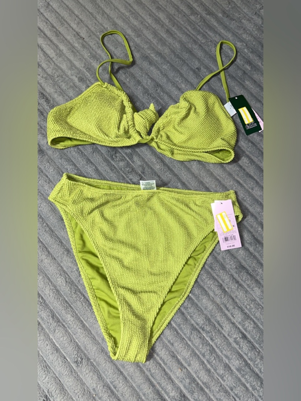wild fable Lime Green Textured Bikini Set